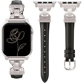 فرقة جلدية متوافقة مع نطاقات Apple Watch Women 42/44/45/46/49 مم حزام جلدي نحيف مع مصمم من سلسلة IWatch من سلسلة IWatch 10/9