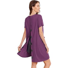 Deyeek Open Back Hospital Gowns for Women Tear Away Short Sleeve Post Surgery Soft Nightgowns for Elderly Women With Pocket