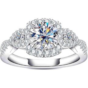 خواتم المشاركة Moissanite 1.4-2.2.2CTTW D Color VVS1 Clarity Round Brilliant Cut 925 Sterling Silver 3 Stones Anniversary Promise Rings للنساء مع شهادة