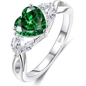 S925 Sterling Silver Promise Rings For Her Heart Birthstone Ring Wedding Engagement Valentine's Day Jewelry For Women