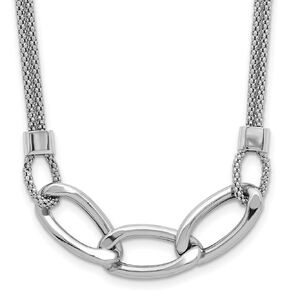 JewelryWeb 9.25mm 925 Sterling Silver Rhodium plat ملوث متعدد مع قلادة تمديد 2 بوصة 16 بوصة عنق للنساء