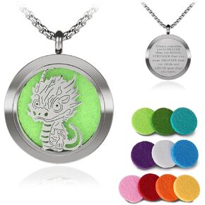 Aromatherapy Diffuser Necklace-Dinosaur Essential Oil Necklace,Aromatherapy Diffuser Pendant for Men and Women,Portable,Suitable for Yoga,Meditation,Travel,Stress Relief Gift(Black30mm)