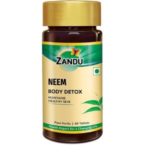 Zandu Indica (Neem) Tablets with Pure Neem Extract | Herbal Body Detox Supplement for Healthy Skin | Builds Immunity & Digestive Wellness | Plant-Based Formula | 60 Vegan Tabs
