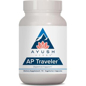 Ayush Herbs AP Traveler Digestive Support - Holy Basil & Neem Supplement for Women & Men, Source of Antioxidants, Helps Digestion, Made with Organic Ingredients - 90 Vegetarian Capsules (1 Count)