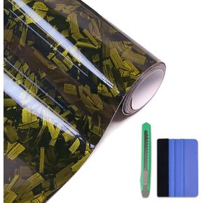 Arespark Gloss Forged Carbon Fiber Vinyl Wrap, Car Carbon Fiber Vinyl Wrap Decal Sticker Film Sheet with Air Release (1ft x3.5ft, Red) in Kuwait