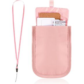 Travel Pouch Undercover Bra Wallet Secret Stash Pocket with Adjustable Elastic Strap for Passport Valuables Pink