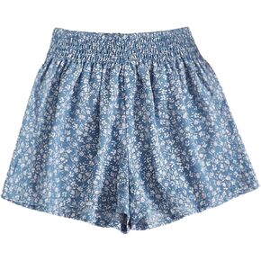 Floerns Girl's Floral Print Elastic Waist Shorts Shirred Summer Wide Leg Shorts