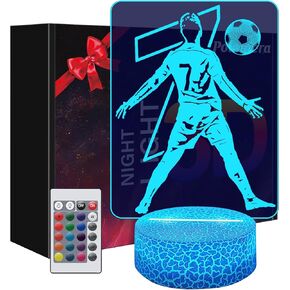Soccer Gifts for Boys 8-12, 3D Illusion Lamp Gifts for Kids Teens Boys Girls, 8 9 10 11 12 Year Old Boy Birthday, Room Decor (Soccer-01)