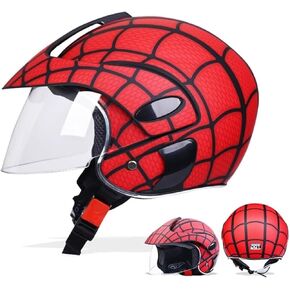 Kids Cool Vespa Childrens Helment Boys ، 3/4 دراجة نارية كهربائية نصف خوذة مع Visor ، Design Dot المعتمد