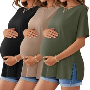 Huukeay 3 Pack Tomernity Raterts Cotton Cotton قمم الحمل الفضفاضة المنقسمة على جانب الطاقم Dolman الأكمام غير الرسمية (الجيش الأخضر ، الكاكي ، الأسود ، X-Large)