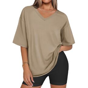 Womens Overisized Tshirts V Neck Workout Gym Shirts Tops Casual Summer Clothes in Saudi Arabia