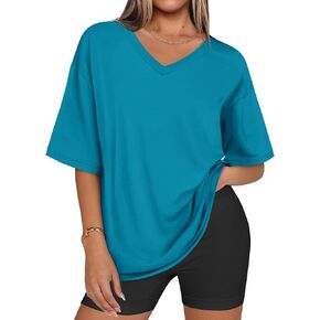 Womens Overisized Tshirts V Neck Workout Gym Shirts Tops Casual Summer Clothes in Saudi Arabia