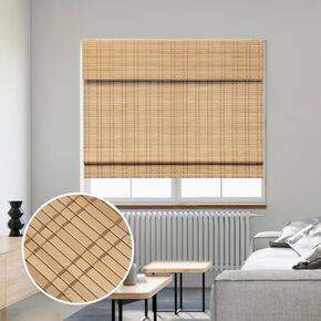 Smonter Bamboo Roman Shades for Windows-Corden Wooden Loved Light Light Light Rolling Bamboo Roll Shades Up Protection و Easy Country and Countryhouse ، 34 "W × 64" H ، Natural