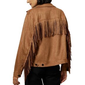 ADOR Faux Suede Jacket Women Fringe Casual Button Down Long Sleeve Cowgirl Style Coat for Fall Outfits
