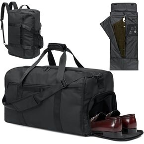 GARPROVM Garment Duffle Bags for Travel, 4 in 1 Convertible Garment Bags with Shoe Compartment Removable Suit Bag, Waterproof Carry On Luggage Bag Backpack for Short Trip, Weekender Bag for Men Women
