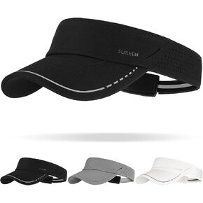 Sukeen Sports Sun Visor Men Women, Reflective Running Visor, Lightweight Adjustable Visor Hat for Golf Tennis, Sunglass Slots