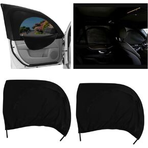 2PCS Double Mesh Car Window Shades for Baby,Upgrade Stretchable Car Window Covers for Privacy with Zipper,Breathable Front/Rear Cars Curtains for Camping/Traveling/Resting (Front Window/2PCS)