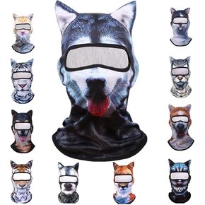1pc 3D Animal Balaclava Face Mask Cat Full Face Mask with Ears for Music Festivals Raves Ski Halloween Party