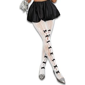 Bow Tights For Women,Sheer Floral Lace Sexy Stockings,Cute Bows Stocking Valentines Date Night Christmas
