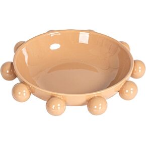 Bloomingville 9.75 Inches Stoneware Bowl with Orbs and Reactive Glaze, Nude