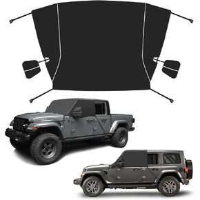 Z8 Windshield Cover for Ice and Snow,600D Windshield Snow Cover with Side Mirror Cover for 2018-2024 Jeep Wrangler JL JLU 4XE & 2020-2024 Jeep Gladiator JT Winter Frost Hail Protector Windshield