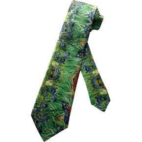 Mens Vincent van Gogh Famous Irises Painting 1890 Art Artist Necktie | One Size | Skinny Neck Tie, Blue