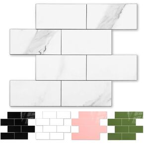 1 Sheet Stone Beige Peel and Stick Backsplash, 12’’Luxury Ceramic Look Self Stick Subway Tiles, Waterproof Peel and Stick Wall Tiles for Kitchen and Bathrrom