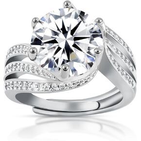 Moissanite Engagement Ring, 5CT D Color VVS1, White Gold Platinized Promise Wedding Rings, adjustable size 9-10, Cz Engagement ring for women，Gift for Valentine's Day