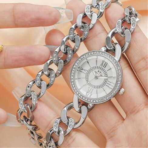 CdyBox Lady Diamond Watch Women Chain Link Watch Bracelet Model Quartz Wirstwatch Bracelet Jewelry in Kuwait