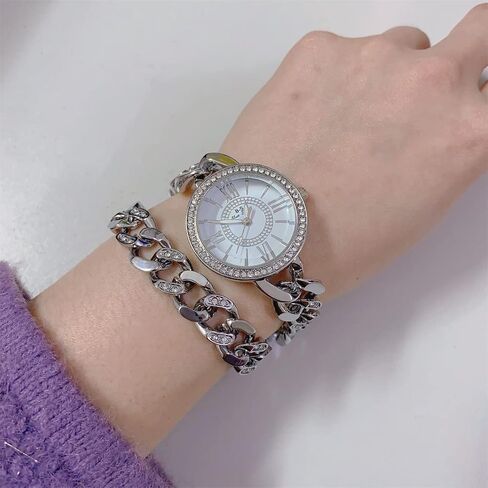 CdyBox Lady Diamond Watch Women Chain Link Watch Bracelet Model Quartz Wirstwatch Bracelet Jewelry in Kuwait