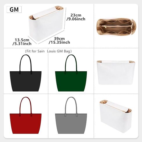 Tote Bag Organizer Insert Compatible with Geya Sain Louis GM Bag, Dupont Paper Purse Inner, Makeup Liner HandBag Shaper (White, GM) in Saudi Arabia