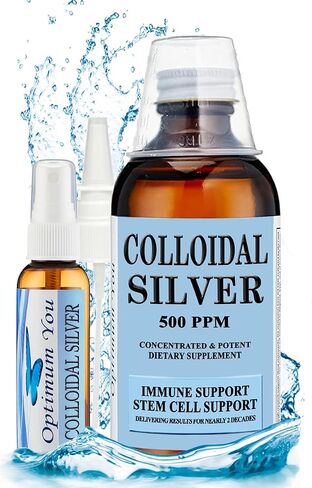 Colloidal Silver Liquid | 500 ppm, Extra Strength (8 oz) with Spray Bottle | Immune & Stem Cell Support | Wound Care & Superior Healing in Saudi Arabia