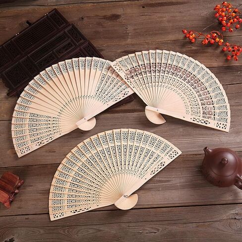 Sandalwood Fan (Set of 50 pcs) Wedding Favors&Birthday Gifts&Christmas Gift-Sunflower in Kuwait