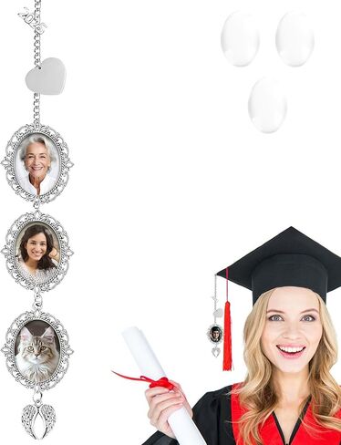 Graduation Tassel Photo Charm with Angel Wings, Memorial Tassel for Graduate 2025, Gifts for Personalized Graduation Cap Decorations, Hold 2 Photos in Saudi Arabia