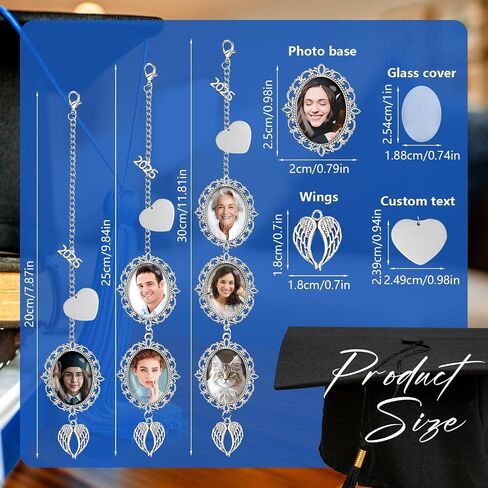 Graduation Tassel Photo Charm with Angel Wings, Memorial Tassel for Graduate 2025, Gifts for Personalized Graduation Cap Decorations, Hold 2 Photos in Saudi Arabia