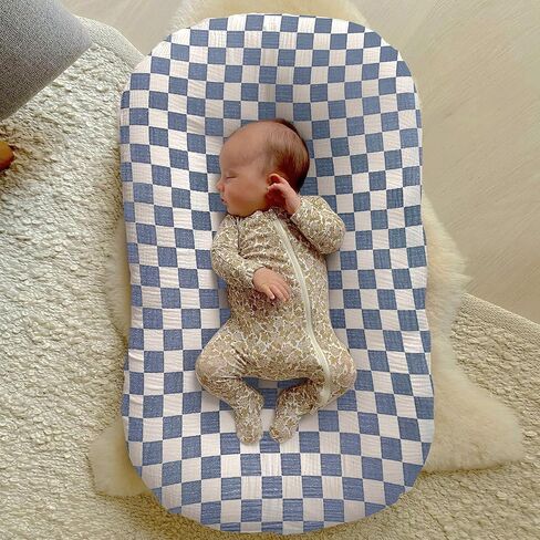 guruixu 2 Pack Muslin Baby Lounger Cover, 100% Cotton Infant Lounger Cover, Soft & Breathable Replacement Cover Fits Newborn Lounger for Baby Boys and Girls (Rainbow,Brown) in Kuwait