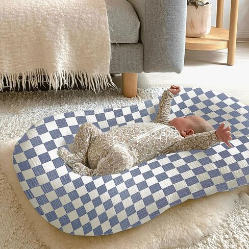 guruixu 2 Pack Muslin Baby Lounger Cover, 100% Cotton Infant Lounger Cover, Soft & Breathable Replacement Cover Fits Newborn Lounger for Baby Boys and Girls (Rainbow,Brown) in Kuwait