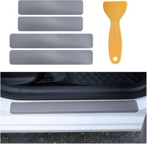 4 PCS Car Door Sill Protector, Carbon Fiber Auto Door Entry Edge Guard Sill Protection Sticker, Anti-Scratch Vehicle Threshold Cover Strips, Universal Decor Car Accessories (Purple, 3D) in Saudi Arabia