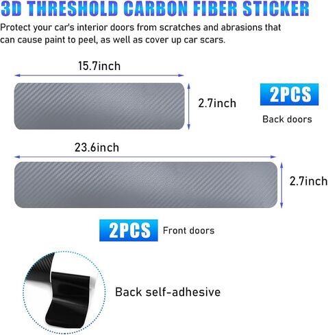 4 PCS Car Door Sill Protector, Carbon Fiber Auto Door Entry Edge Guard Sill Protection Sticker, Anti-Scratch Vehicle Threshold Cover Strips, Universal Decor Car Accessories (Purple, 3D) in Saudi Arabia