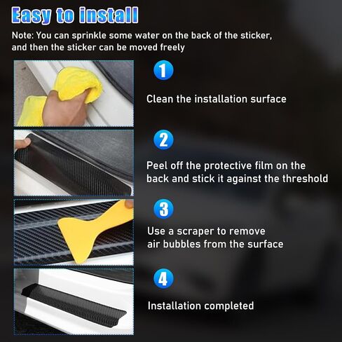 4 PCS Car Door Sill Protector, Carbon Fiber Auto Door Entry Edge Guard Sill Protection Sticker, Anti-Scratch Vehicle Threshold Cover Strips, Universal Decor Car Accessories (Purple, 3D) in Saudi Arabia
