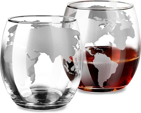 Whiskey Decanter Sets for Men, Whiskey Decanter Globe Set with 2 Etched Globe Whisky Glasses for Liquor, Bourbon, Cocktails, Vodka, Scotch liquor decanter Sets - 850ml in Saudi Arabia