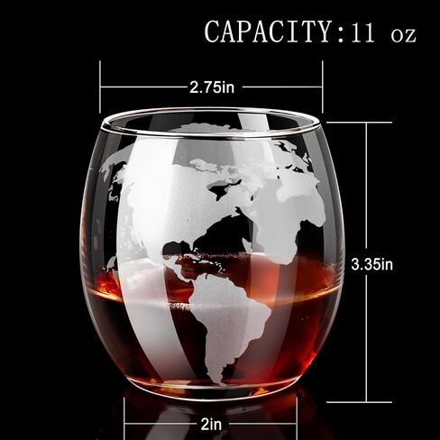 Whiskey Decanter Sets for Men, Whiskey Decanter Globe Set with 2 Etched Globe Whisky Glasses for Liquor, Bourbon, Cocktails, Vodka, Scotch liquor decanter Sets - 850ml in Saudi Arabia