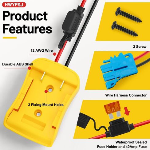 مشابك كابلات الطائر مع محول لبطاريات ليثيوم أيون Milwaukee 18V ، 12AWG 6ft كابلات معززة السيارات الثقيلة ، طوارئ بطارية محمولة طوارئ لبطاقة الطاقة in Saudi Arabia