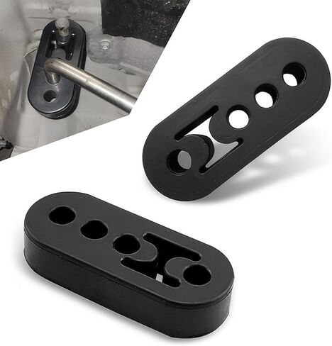 2 PCS Car 4-hole Exhaust Pipe Hook, High-density Rubber Insulation Shock-absorbing Bushing Muffler Hanger, Non-destructive Installation Exhaust Bracket Accessories, for Most Cars (Black) in Saudi Arabia