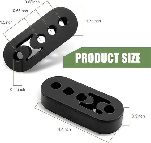 2 PCS Car 4-hole Exhaust Pipe Hook, High-density Rubber Insulation Shock-absorbing Bushing Muffler Hanger, Non-destructive Installation Exhaust Bracket Accessories, for Most Cars (Black) in Kuwait