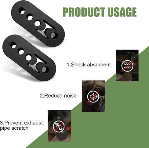 2 PCS Car 4-hole Exhaust Pipe Hook, High-density Rubber Insulation Shock-absorbing Bushing Muffler Hanger, Non-destructive Installation Exhaust Bracket Accessories, for Most Cars (Black) in Kuwait