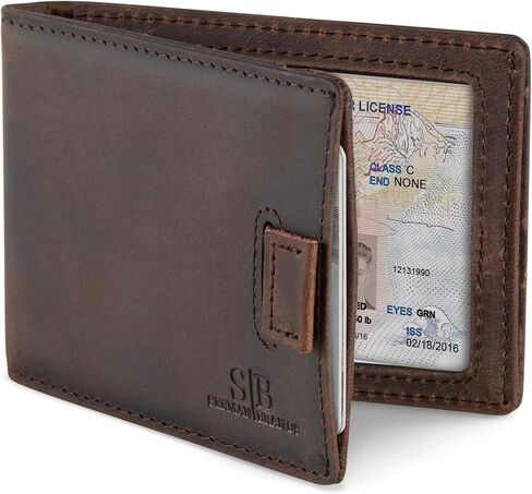SERMAN BRANDS RFID Blocking Slim Money Clip Wallet – Leather Bifold Front Pocket Minimalist Mens Wallet with Money Clip for Men, Small Credit Card Holder Wallet - Travel Wallet with Gift Box in Kuwait