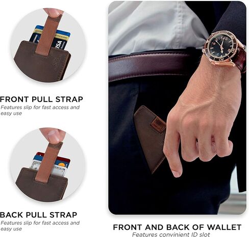 SERMAN BRANDS RFID Blocking Slim Money Clip Wallet – Leather Bifold Front Pocket Minimalist Mens Wallet with Money Clip for Men, Small Credit Card Holder Wallet - Travel Wallet with Gift Box in Kuwait