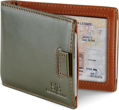 Serman Brands RFID حجب مقطع مقطع ضئيل - محفظة من الجلد BIFOLD الأمامي جيب الحد الأدنى من المحفظة مع مقطع المال للرجال ، محفظة بطاقة ائتمان صغيرة - محفظة سفر مع صندوق هدايا in Kuwait