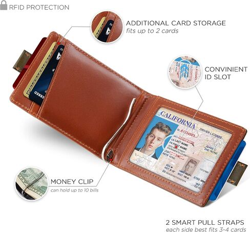 Serman Brands RFID حجب مقطع مقطع ضئيل - محفظة من الجلد BIFOLD الأمامي جيب الحد الأدنى من المحفظة مع مقطع المال للرجال ، محفظة بطاقة ائتمان صغيرة - محفظة سفر مع صندوق هدايا in Kuwait